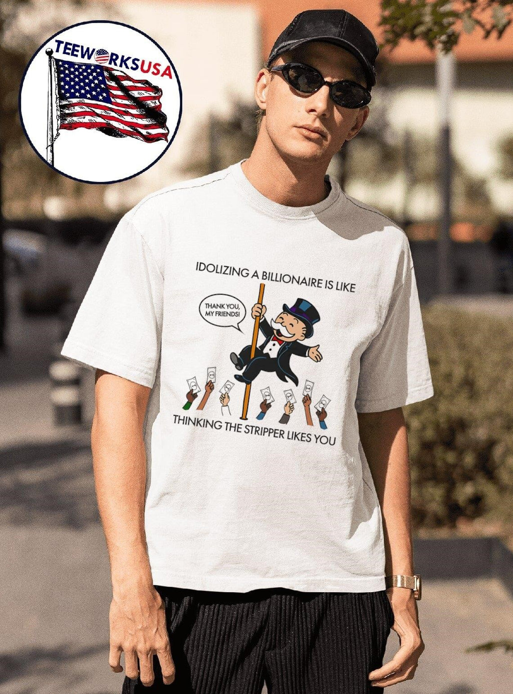 Idolizing A Billionaire Is Like Thinking The Stripper - Adult & Kids T-Shirts, Sweatshirts & Hoodies apparel design preview 1