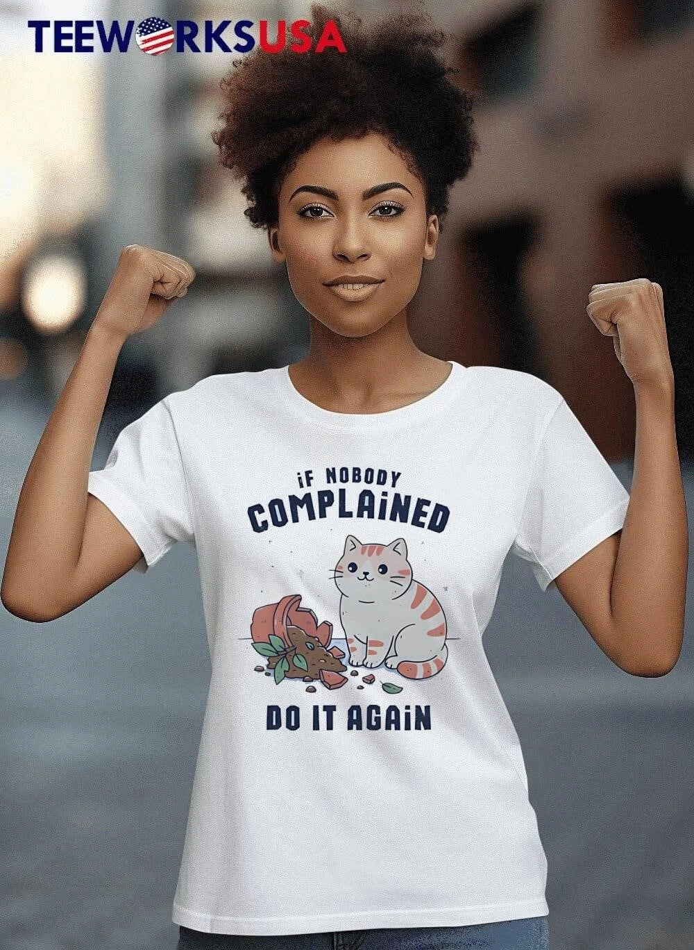If Nobody Complained Do It Again Cute Cartoon Cat - Adult & Kids T-Shirts, Sweatshirts & Hoodies apparel design preview 6