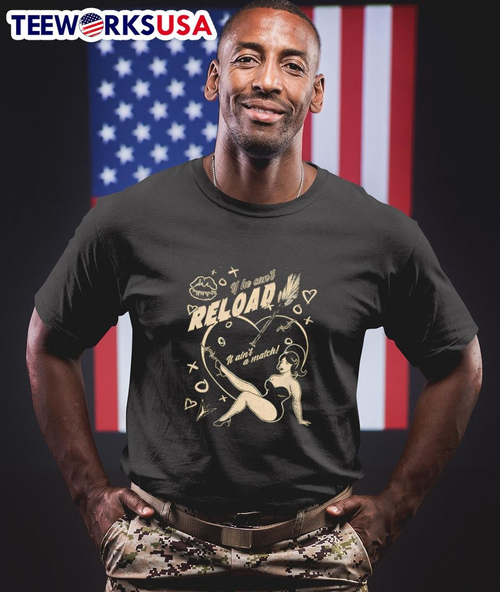 If he can't reload - Adult & Kids T-Shirts, Sweatshirts & Hoodies apparel design preview 1