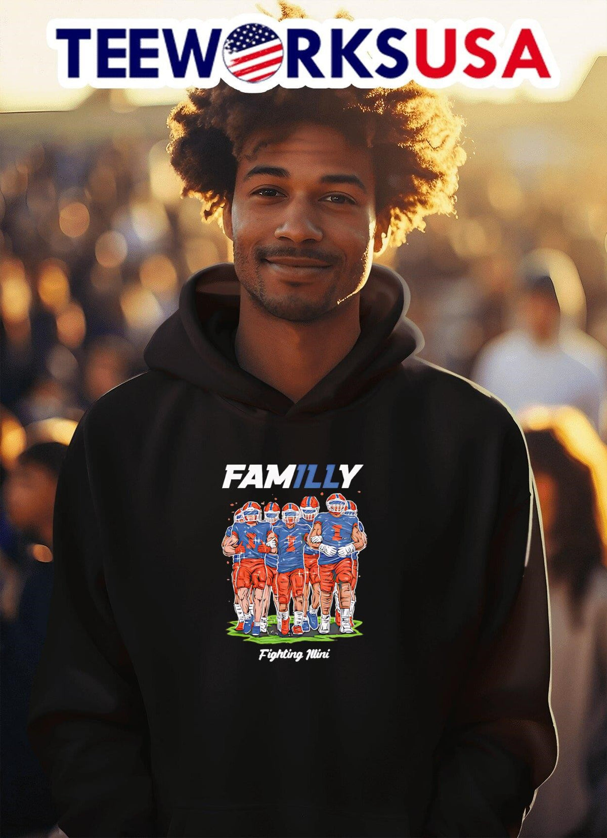 Illini FamILLy Hand Sketched - Adult & Kids T-Shirts, Sweatshirts & Hoodies apparel design preview 2