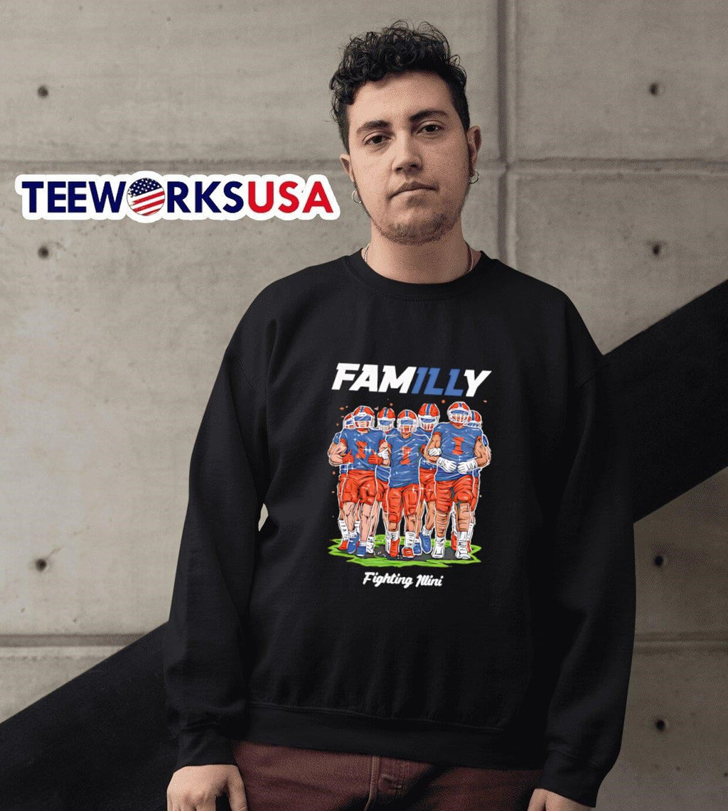 Illini FamILLy Hand Sketched - Adult & Kids T-Shirts, Sweatshirts & Hoodies apparel design preview 6