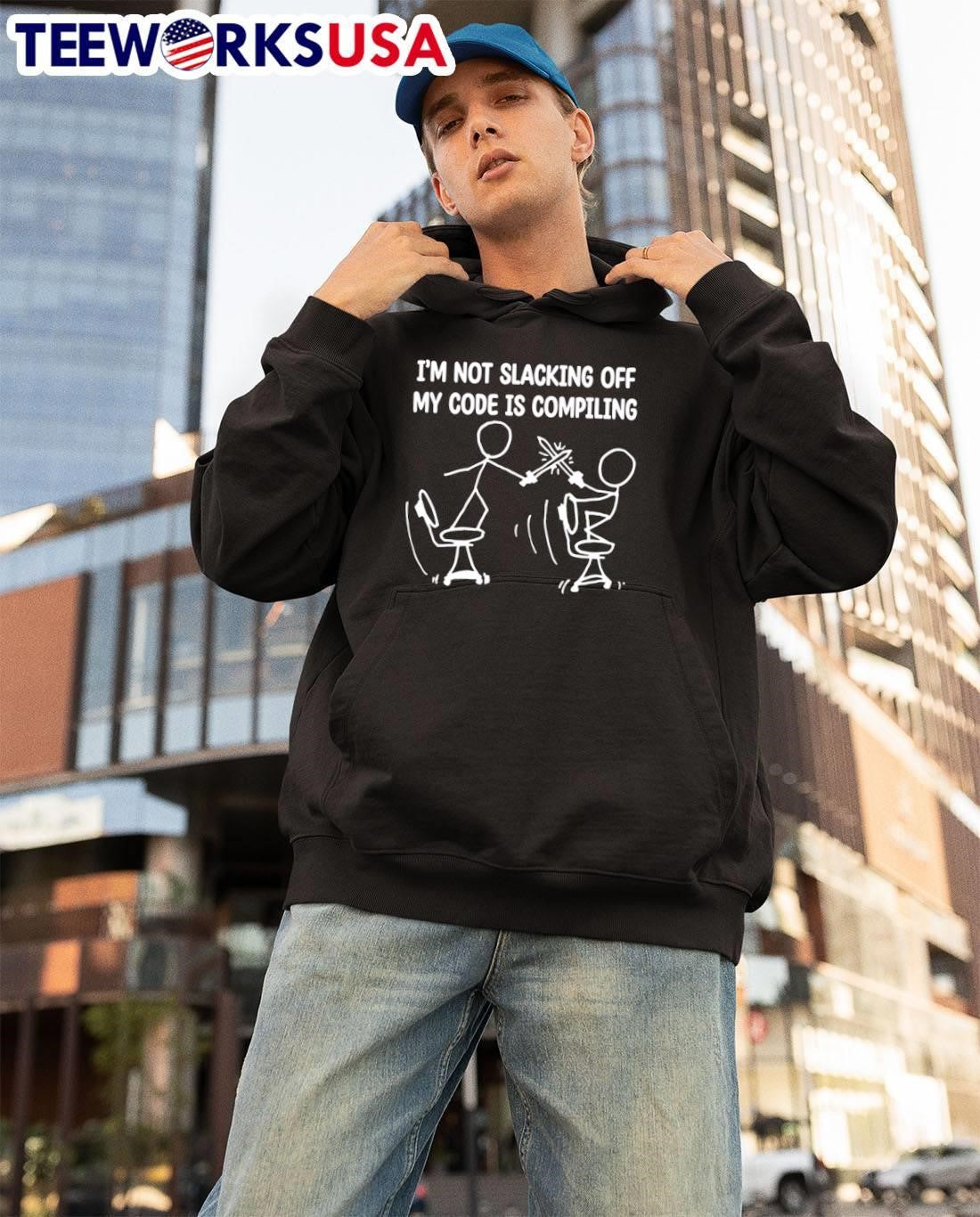 I'm Not Slacking Off My Code Is Compiling - Adult & Kids T-Shirts, Sweatshirts & Hoodies apparel design preview 3