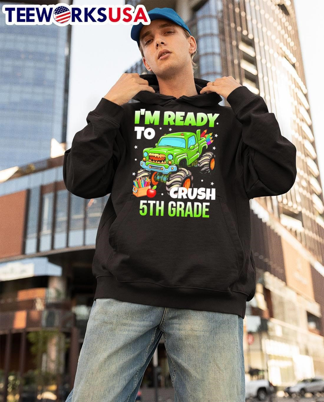 I'm Ready To Crush 5th Grade Monster Truck - Adult & Kids T-Shirts, Sweatshirts & Hoodies apparel design preview 3