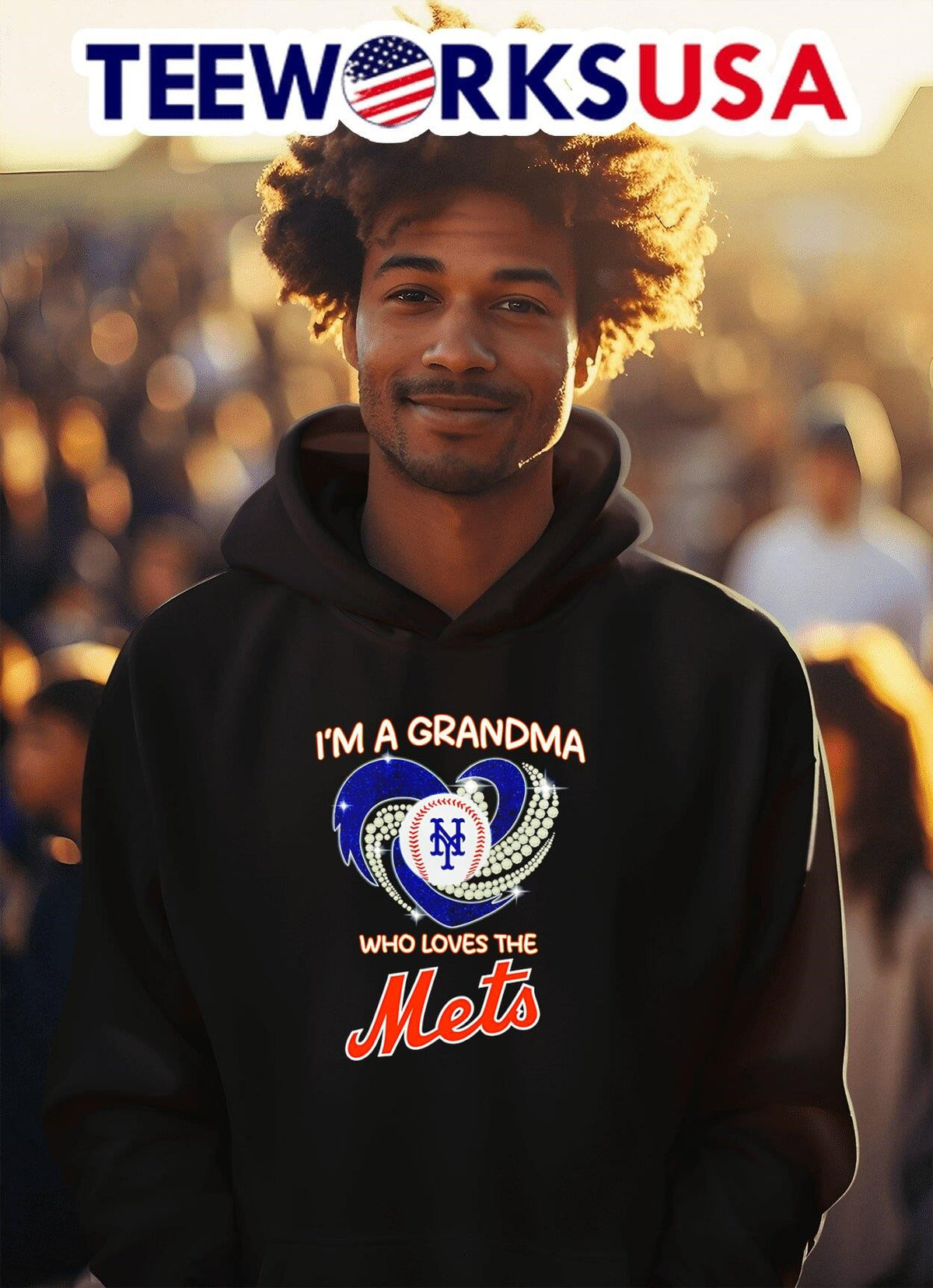 I'm a grandma who loves the New York Mets diamond - Adult & Kids T-Shirts, Sweatshirts & Hoodies apparel design preview 2