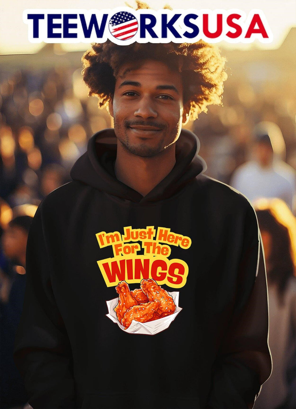 I'm just here for the wings chicken fried - Adult & Kids T-Shirts, Sweatshirts & Hoodies apparel design preview 2