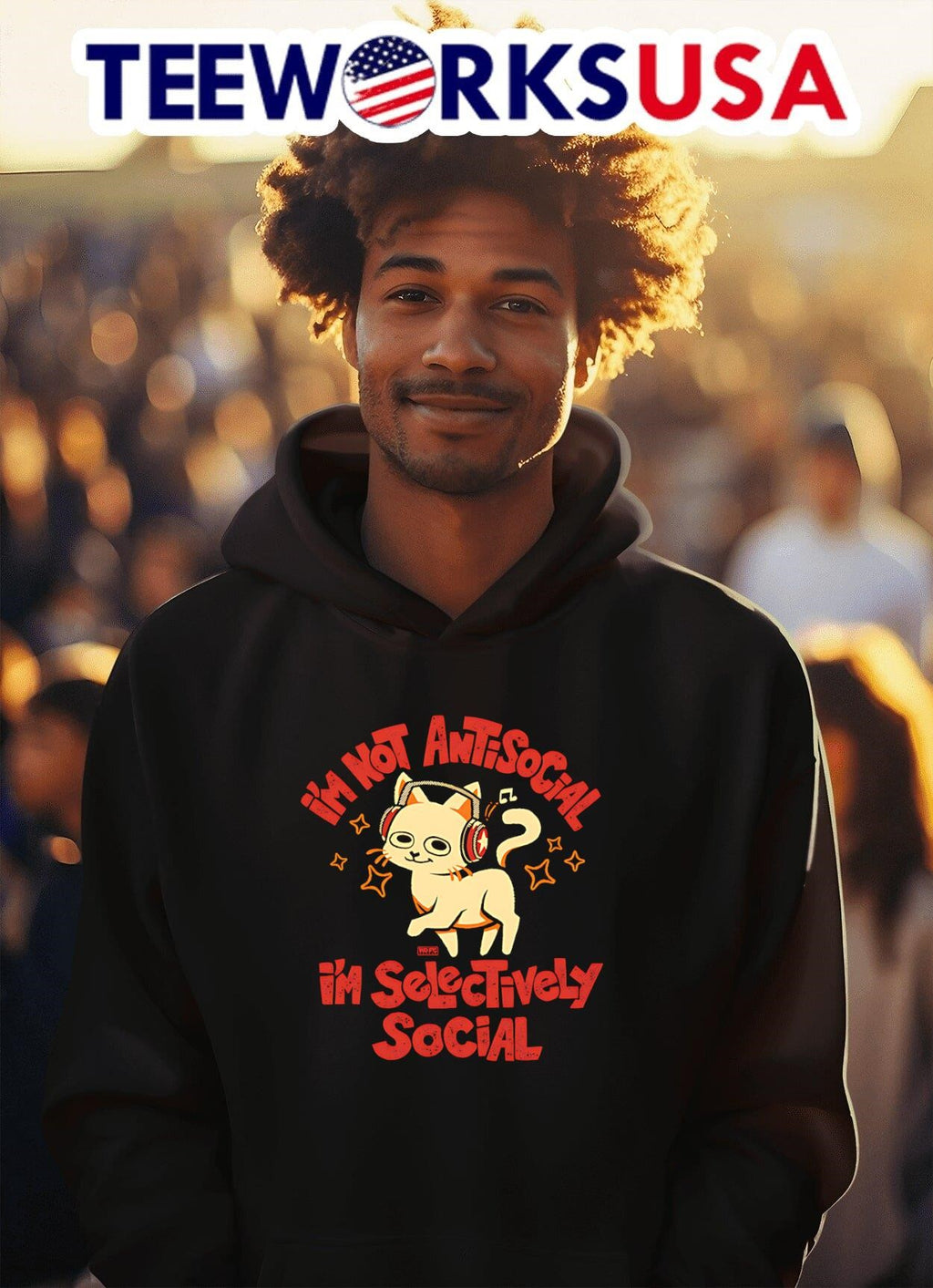 I'm not antisocial selectively social - Adult & Kids T-Shirts, Sweatshirts & Hoodies apparel design preview 2