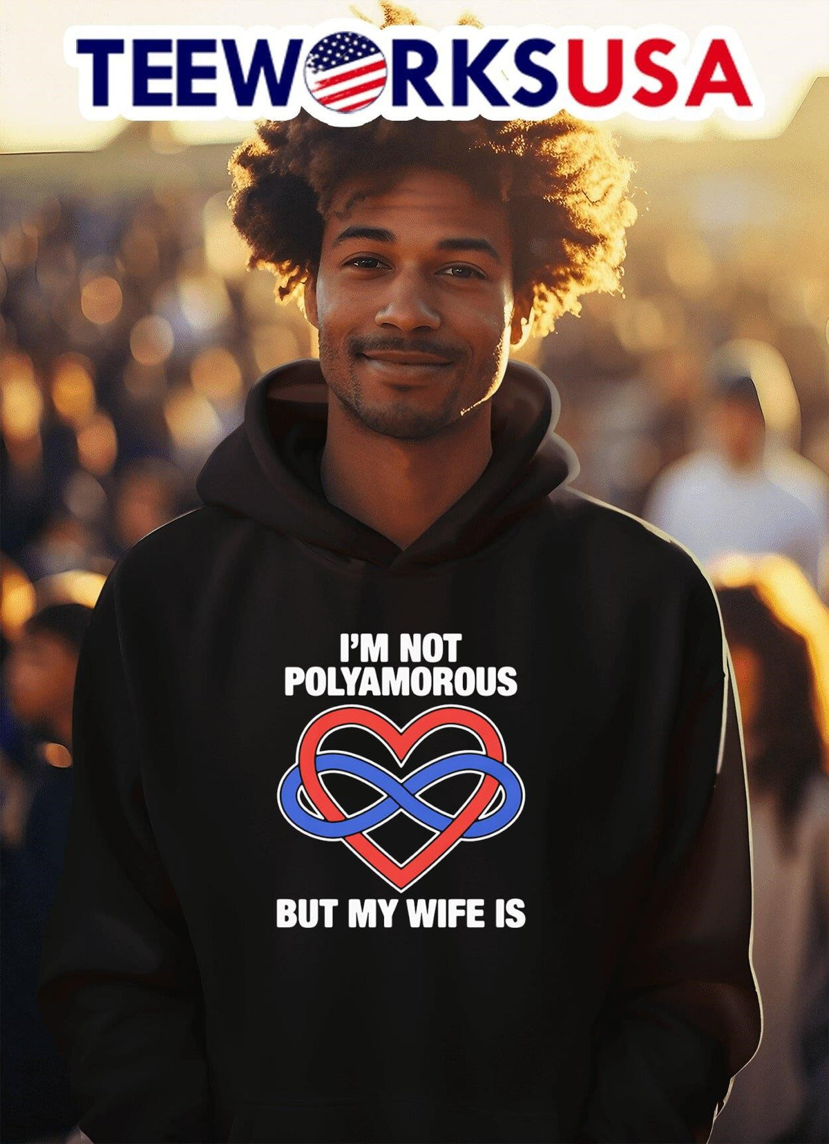 I'm not polyamorous but my wife is - Adult & Kids T-Shirts, Sweatshirts & Hoodies apparel design preview 2