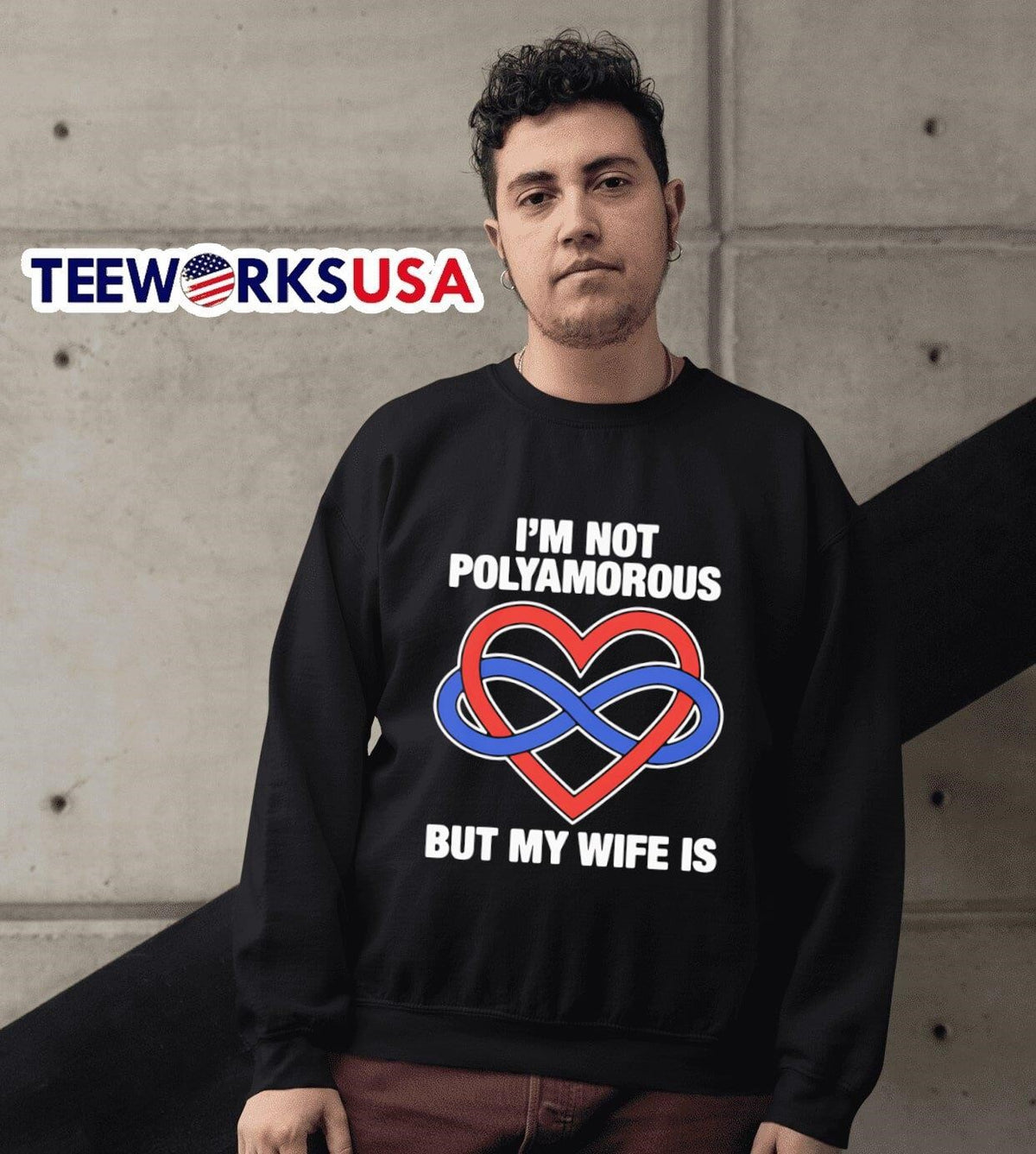 I'm not polyamorous but my wife is - Adult & Kids T-Shirts, Sweatshirts & Hoodies apparel design preview 6