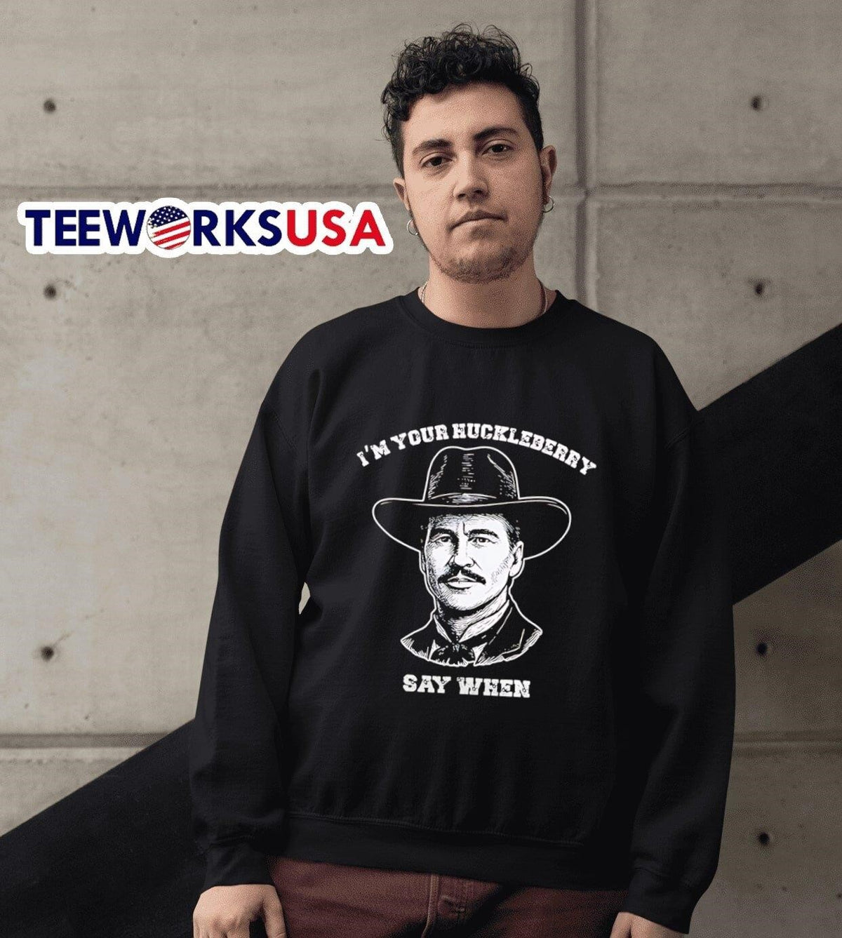 I'm your huckleberry say when - Adult & Kids T-Shirts, Sweatshirts & Hoodies apparel design preview 6