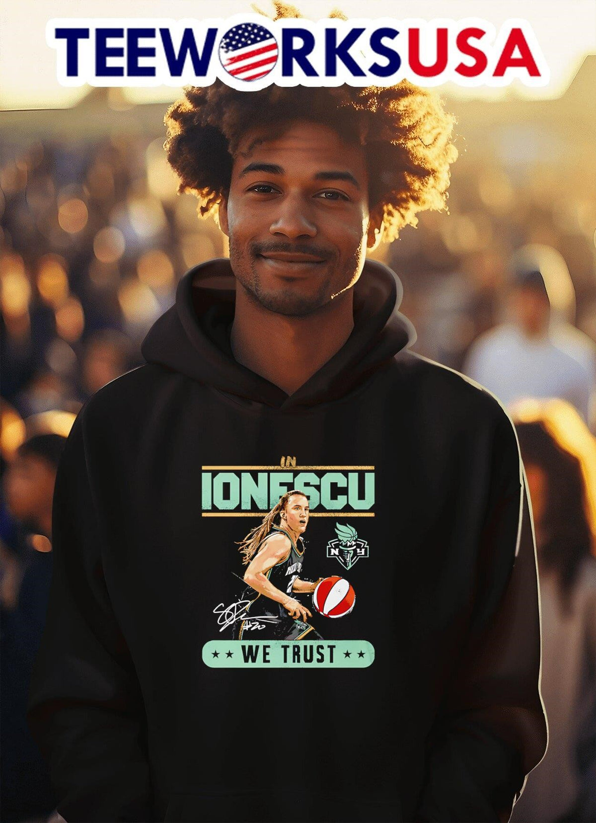 In Sabrina Ionescu we trust - Adult & Kids T-Shirts, Sweatshirts & Hoodies apparel design preview 2