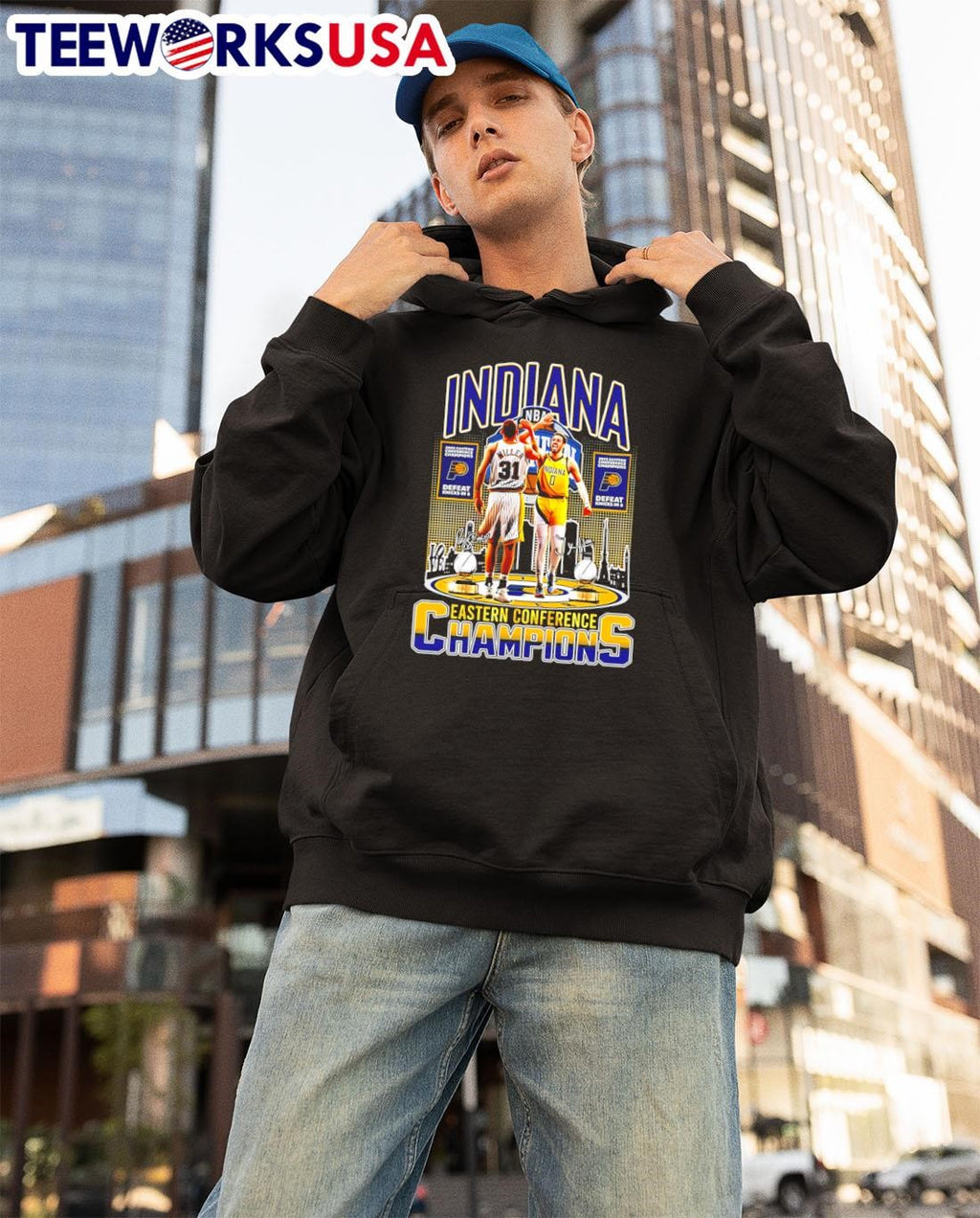 Indiana Pacers Eastern Conference Champions Signature - Adult & Kids T-Shirts, Sweatshirts & Hoodies apparel design preview 3