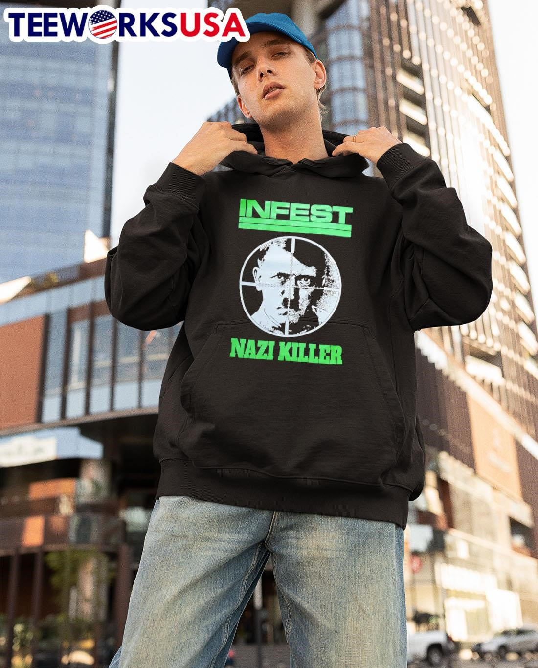 Infest Nazi Killer Hitler - Adult & Kids T-Shirts, Sweatshirts & Hoodies apparel design preview 3