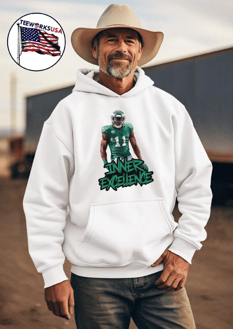 Inner Excellence 11 AJ Brown - Adult & Kids T-Shirts, Sweatshirts & Hoodies apparel design preview 2