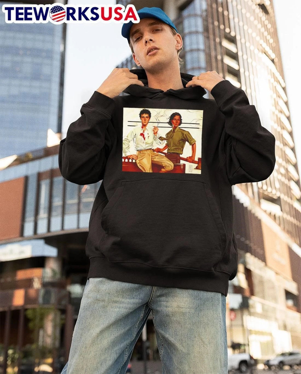 JAPH Two Men Smoking and Bloodied - Adult & Kids T-Shirts, Sweatshirts & Hoodies apparel design preview 3
