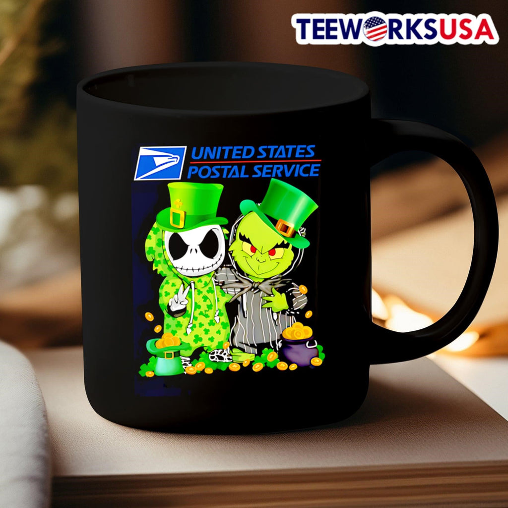 Jack Skellington and Grinch USPS Happy St Patrick's - Adult & Kids T-Shirts, Sweatshirts & Hoodies apparel design preview 3