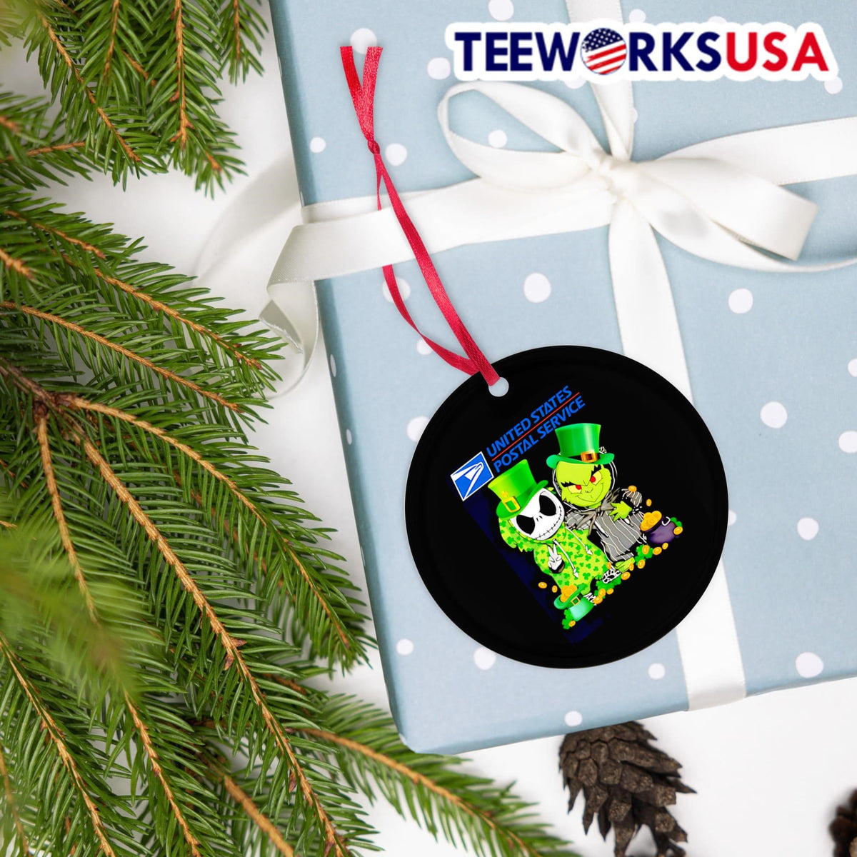 Jack Skellington and Grinch USPS Happy St Patrick's - Adult & Kids T-Shirts, Sweatshirts & Hoodies apparel design preview 4