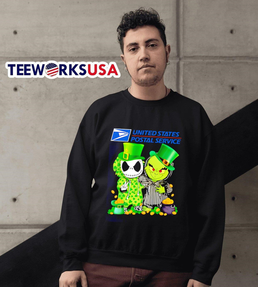 Jack Skellington and Grinch USPS Happy St Patrick's - Adult & Kids T-Shirts, Sweatshirts & Hoodies apparel design preview 6