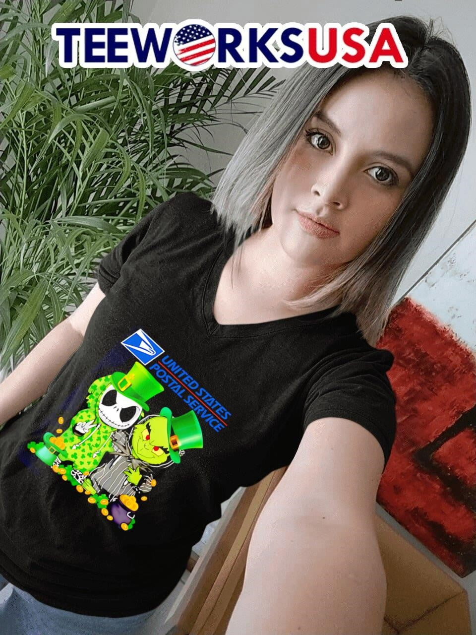 Jack Skellington and Grinch USPS Happy St Patrick's - Adult & Kids T-Shirts, Sweatshirts & Hoodies apparel design preview 7