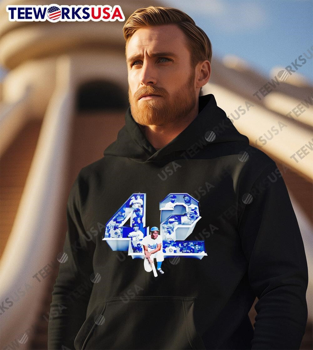 Jackie Robinson 42 Brooklyn Dodgers - Adult & Kids T-Shirts, Sweatshirts & Hoodies apparel design preview 3