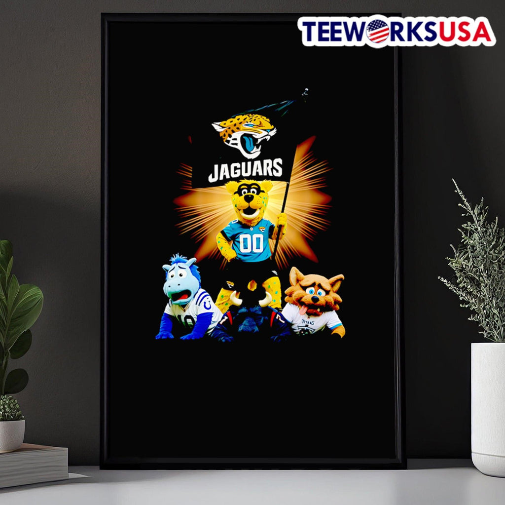 Jacksonville Jaguars mascot standing with flag - Adult & Kids T-Shirts, Sweatshirts & Hoodies apparel design preview 5