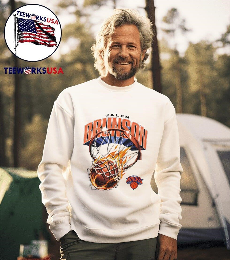 Jalen Brunson New York Knicks On Fire - Adult & Kids T-Shirts, Sweatshirts & Hoodies apparel design preview 3