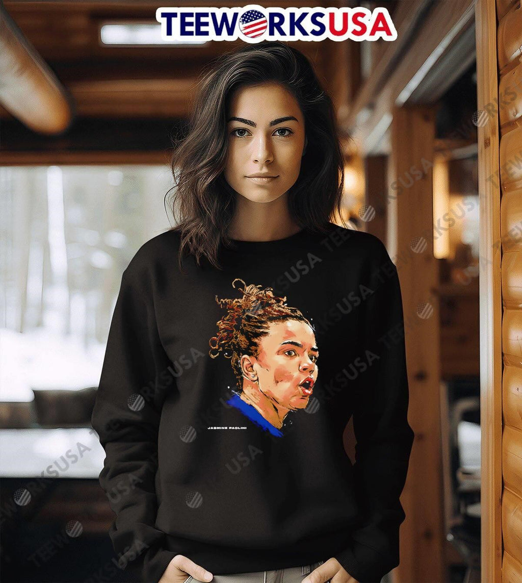 Jasmine Paolini Portrait Big Head retro - Adult & Kids T-Shirts, Sweatshirts & Hoodies apparel design preview 6