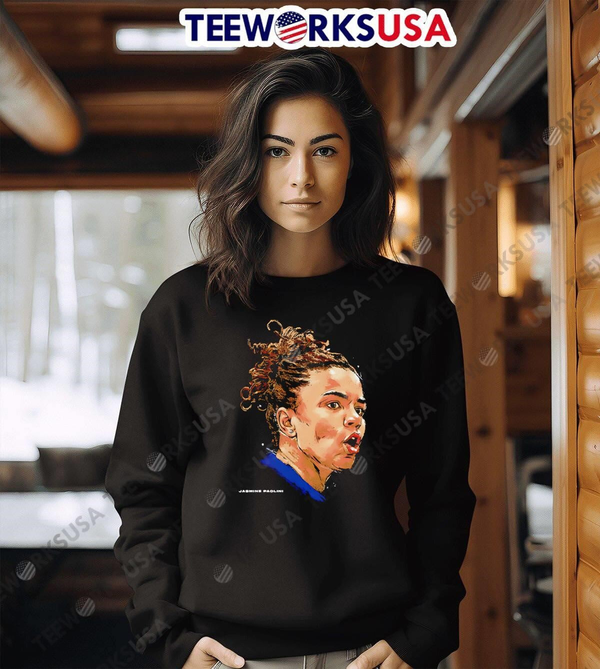 Jasmine Paolini Portrait Big Head retro - Adult & Kids T-Shirts, Sweatshirts & Hoodies apparel design preview 6
