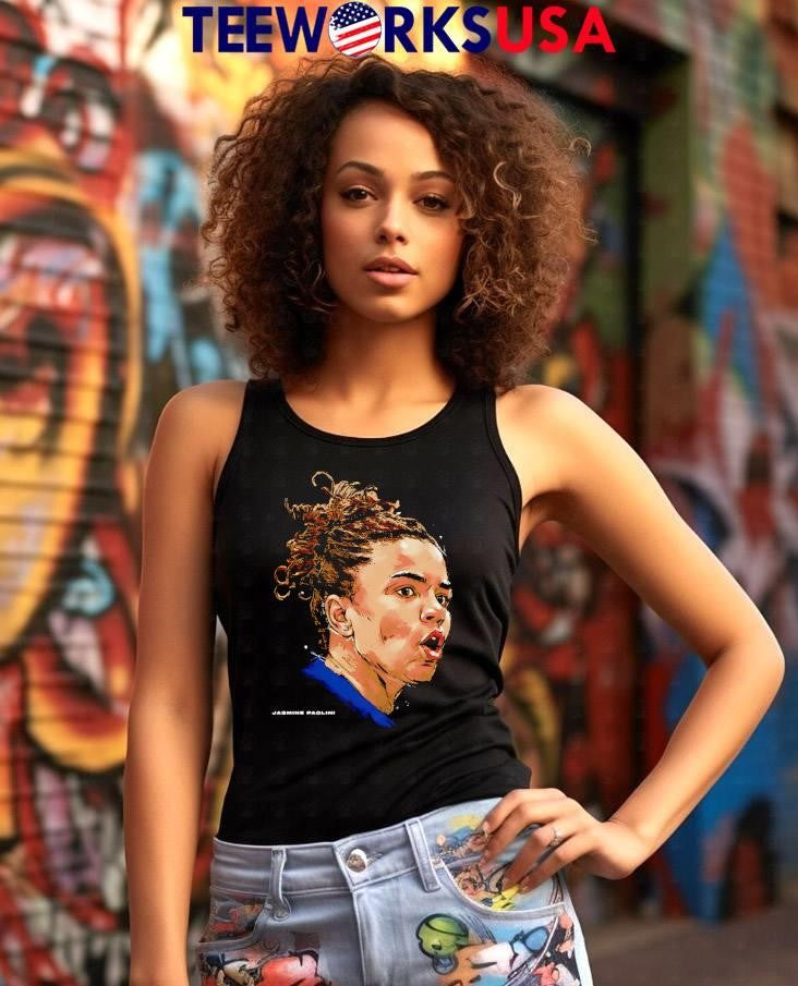 Jasmine Paolini Portrait Big Head retro - Adult & Kids T-Shirts, Sweatshirts & Hoodies apparel design preview 7