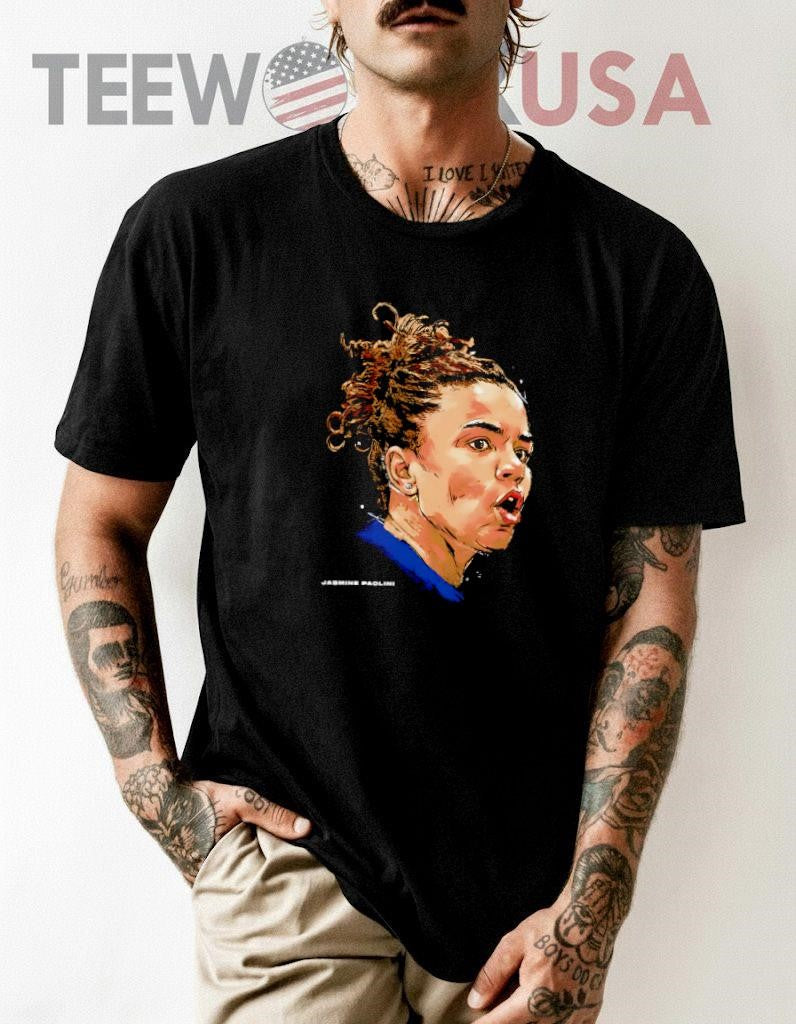 Jasmine Paolini Portrait Big Head retro - Adult & Kids T-Shirts, Sweatshirts & Hoodies apparel design preview 1