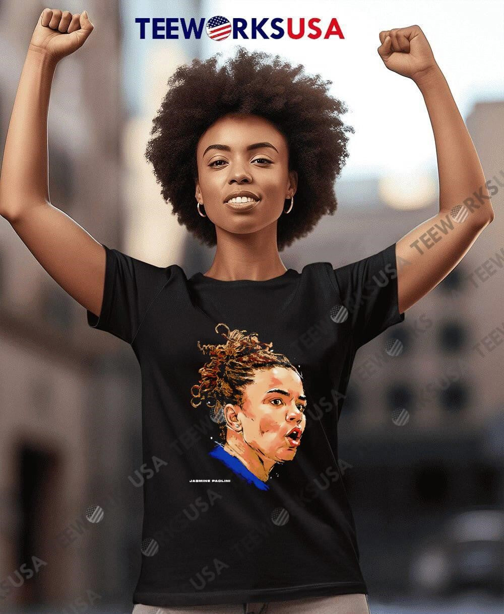 Jasmine Paolini Portrait Big Head retro - Adult & Kids T-Shirts, Sweatshirts & Hoodies apparel design preview 8