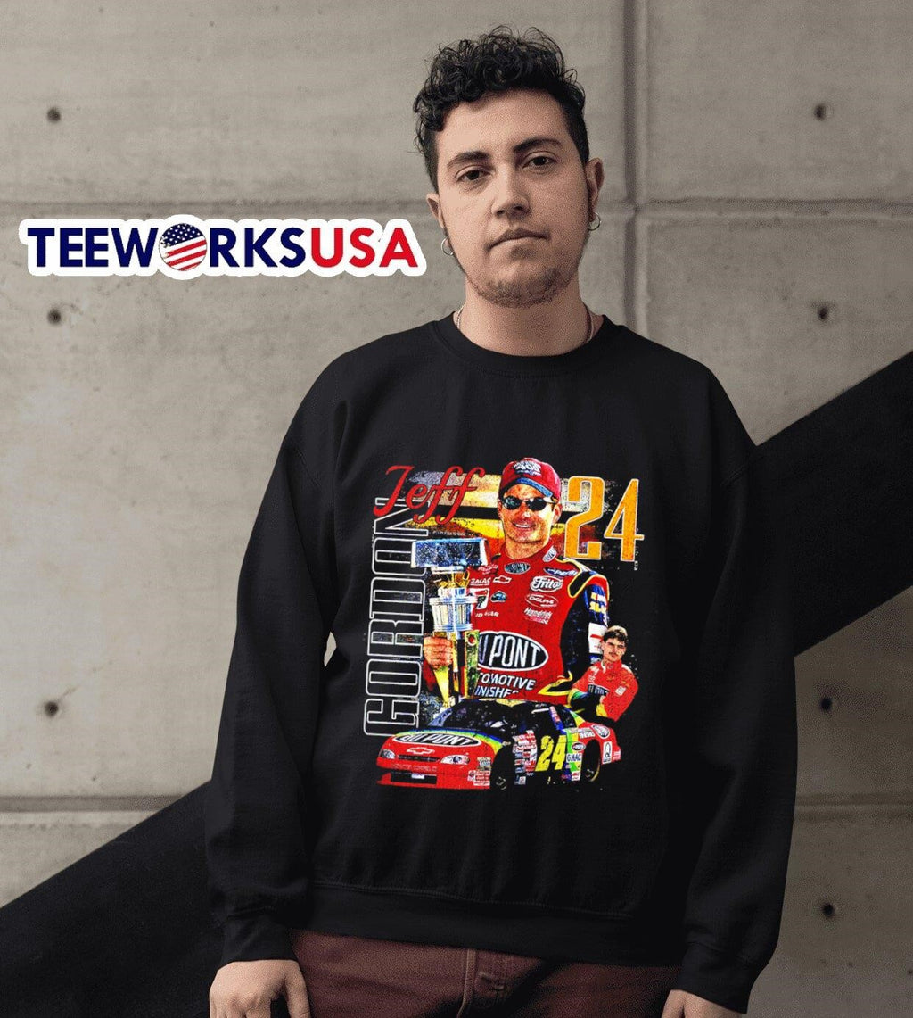 Jeff Gordon 24 with trophy retro - Adult & Kids T-Shirts, Sweatshirts & Hoodies apparel design preview 3