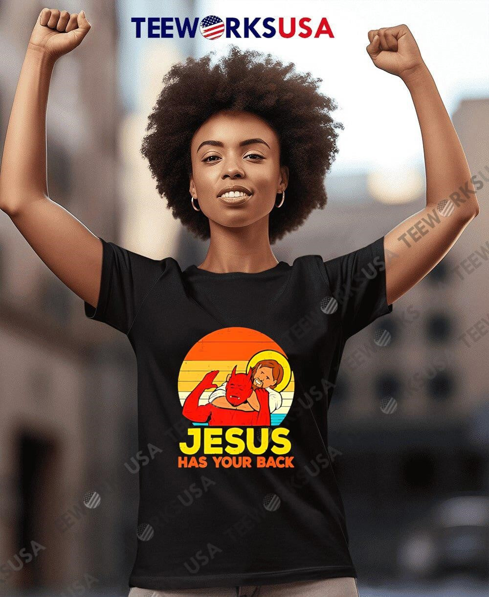 Jesus vs Devil has your back - Adult & Kids T-Shirts, Sweatshirts & Hoodies apparel design preview 8