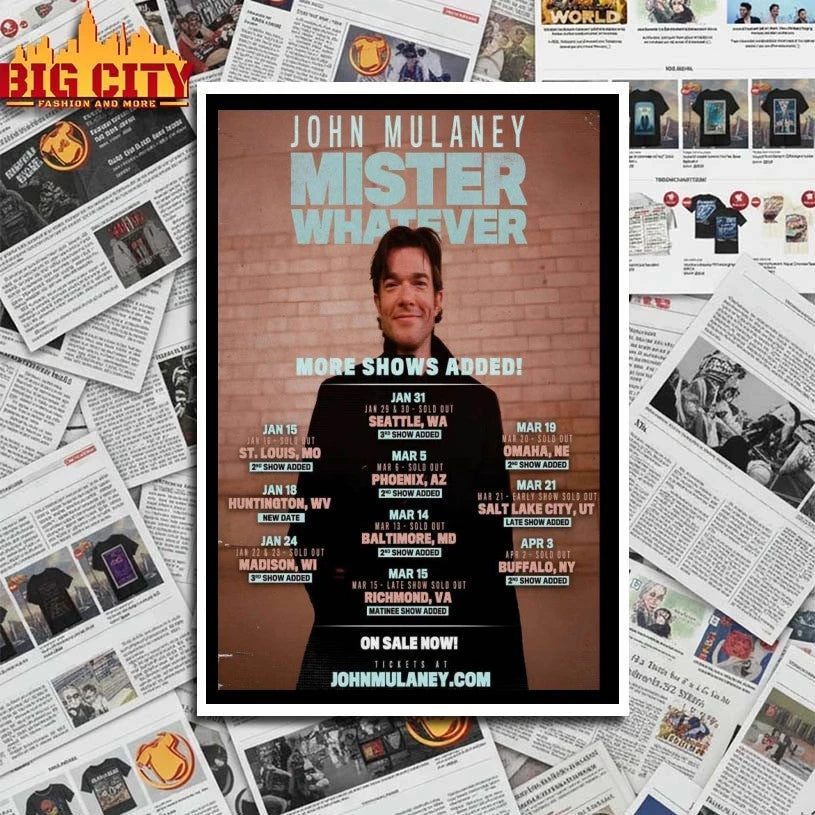 John Mulaney Tour Jan 2026 Poster - Adult & Kids T-Shirts, Sweatshirts & Hoodies apparel design preview 4
