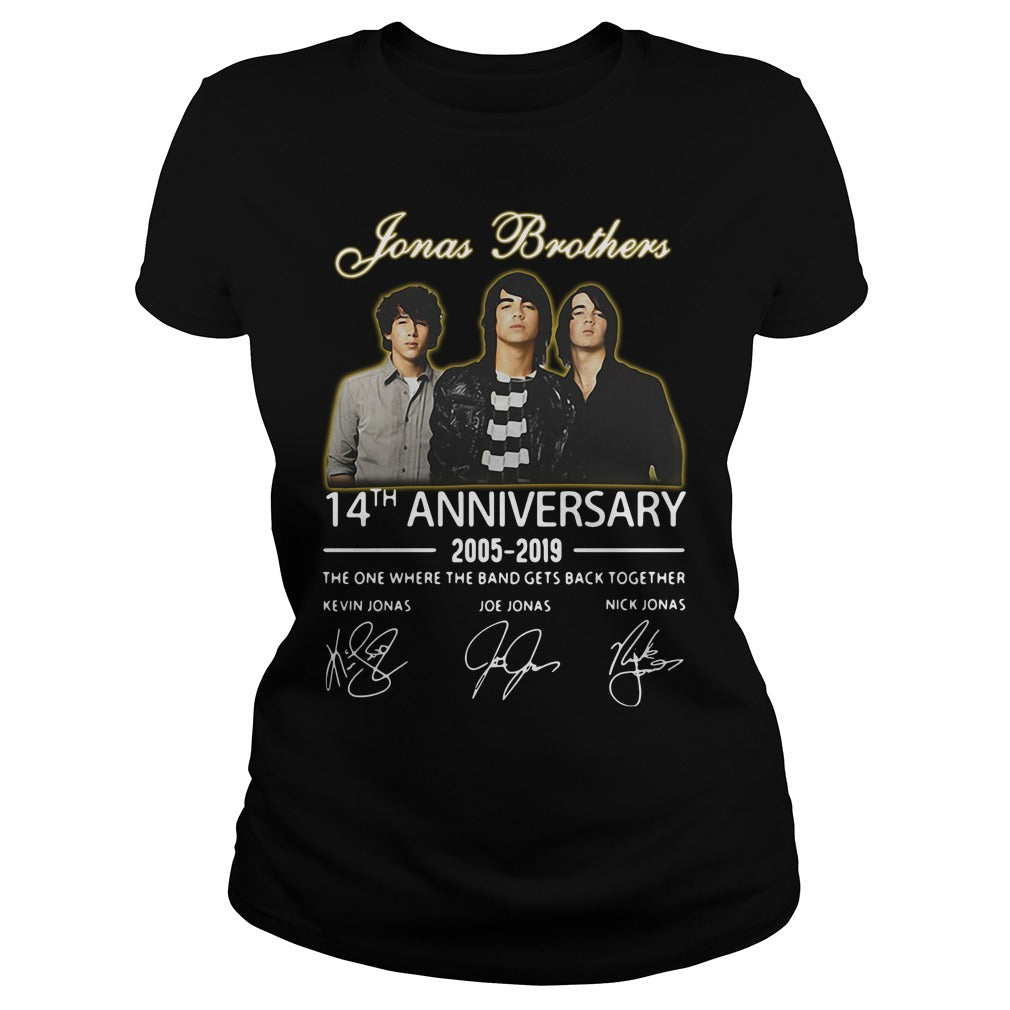 Jonas Brothers 14th Anniversary 2005-2019 - Adult & Kids T-Shirts, Sweatshirts & Hoodies apparel design preview 2