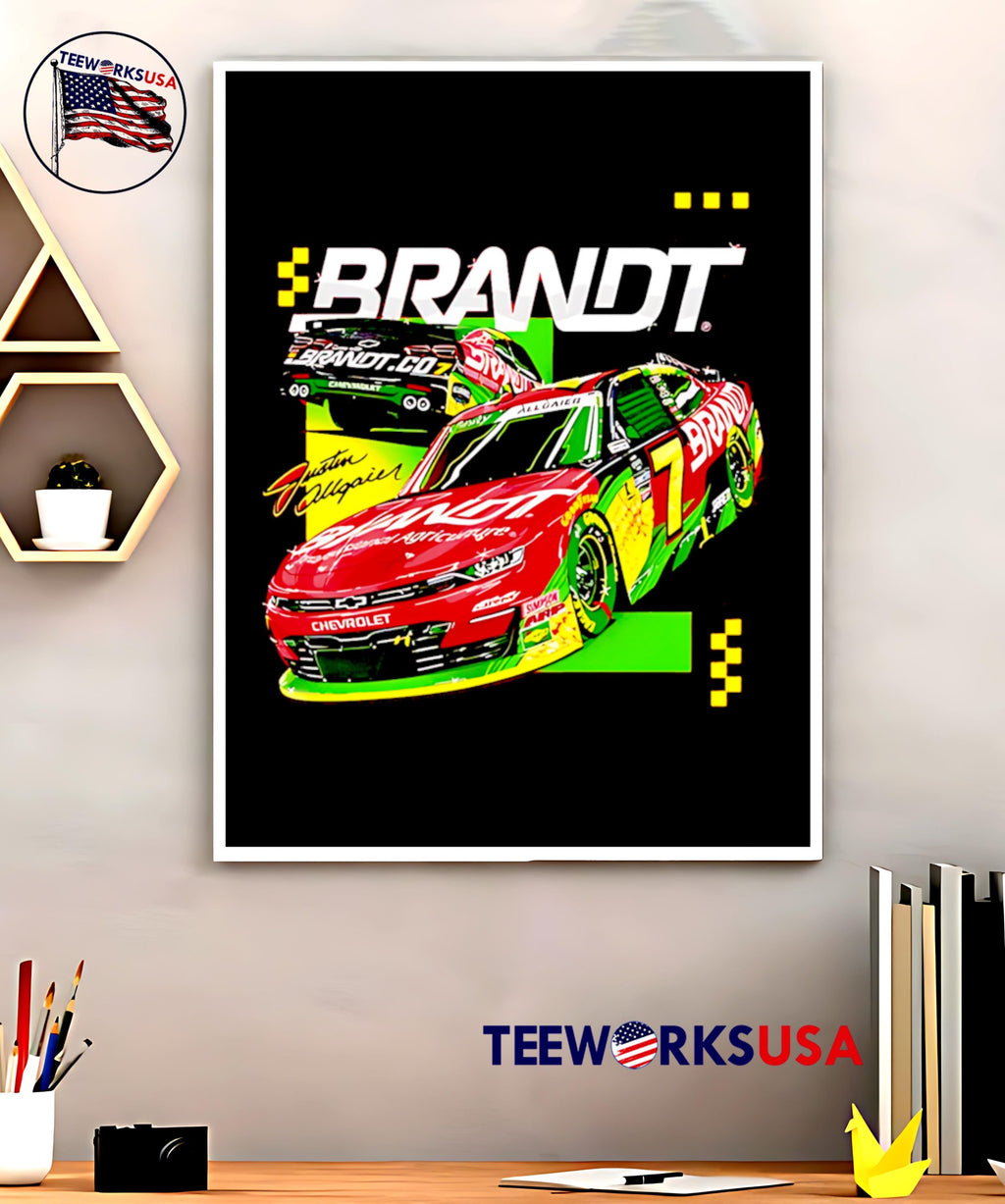 Justin Allgaier #7 2025 Brandt Red car - Adult & Kids T-Shirts, Sweatshirts & Hoodies apparel design preview 5