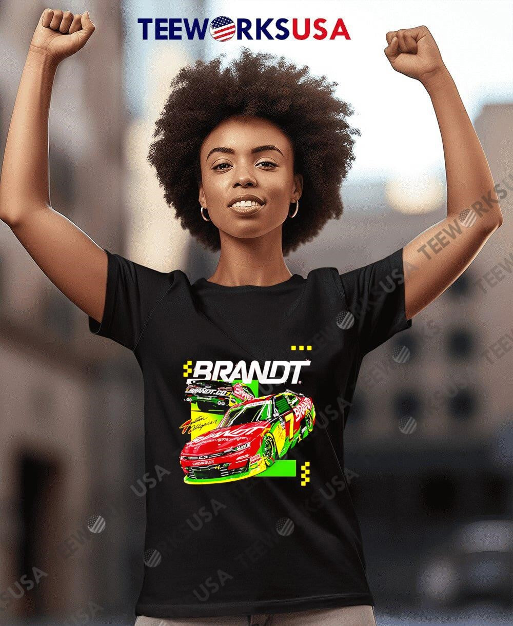 Justin Allgaier #7 2025 Brandt Red car - Adult & Kids T-Shirts, Sweatshirts & Hoodies apparel design preview 7