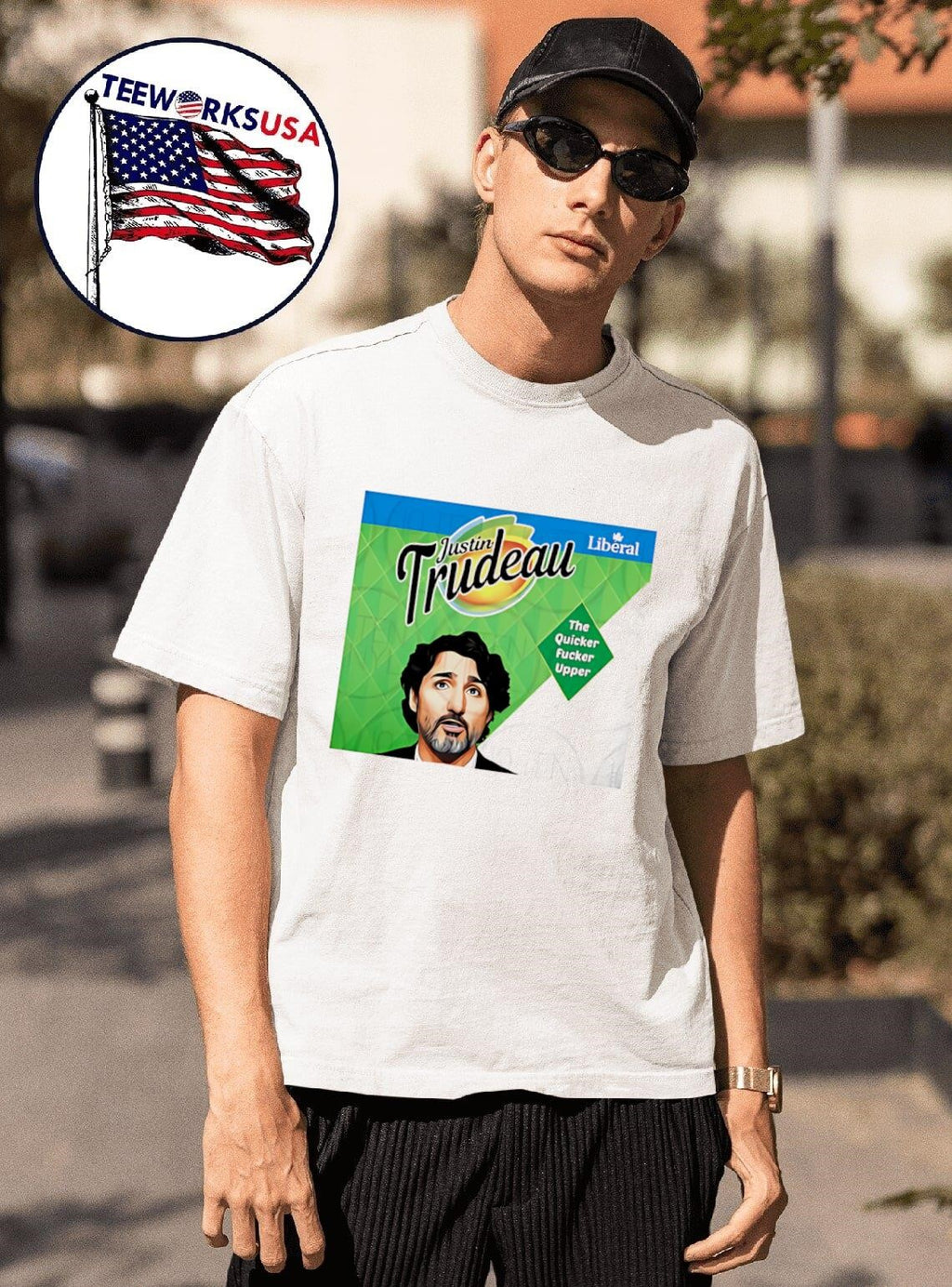 Justin Trudeau The Quicker Fucker Upper - Adult & Kids T-Shirts, Sweatshirts & Hoodies apparel design preview 1
