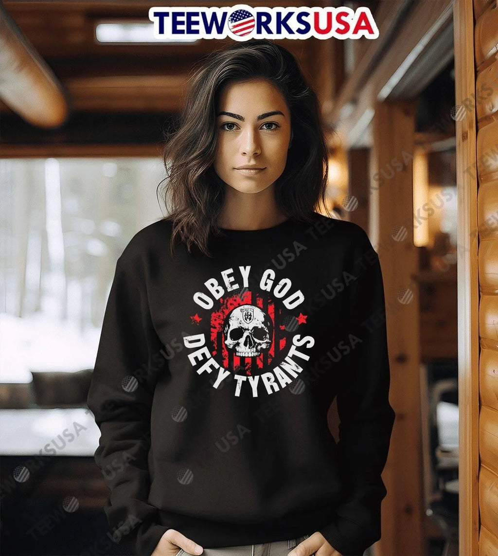 KTD Apparel Obey God Defy Tyrants Skull - Adult & Kids T-Shirts, Sweatshirts & Hoodies apparel design preview 6