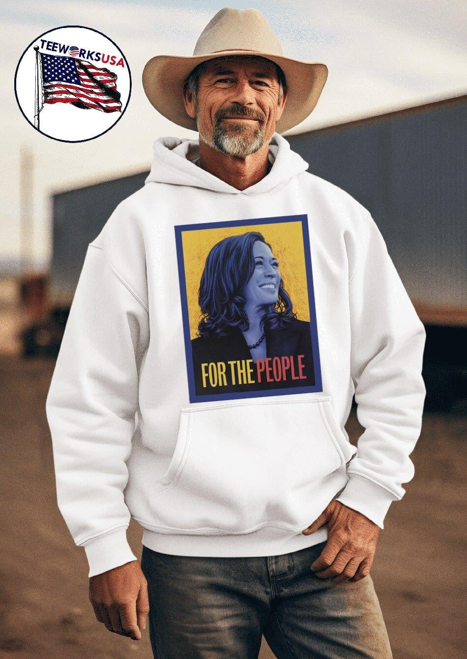 Kamala Harris for the people smiling - Adult & Kids T-Shirts, Sweatshirts & Hoodies apparel design preview 2