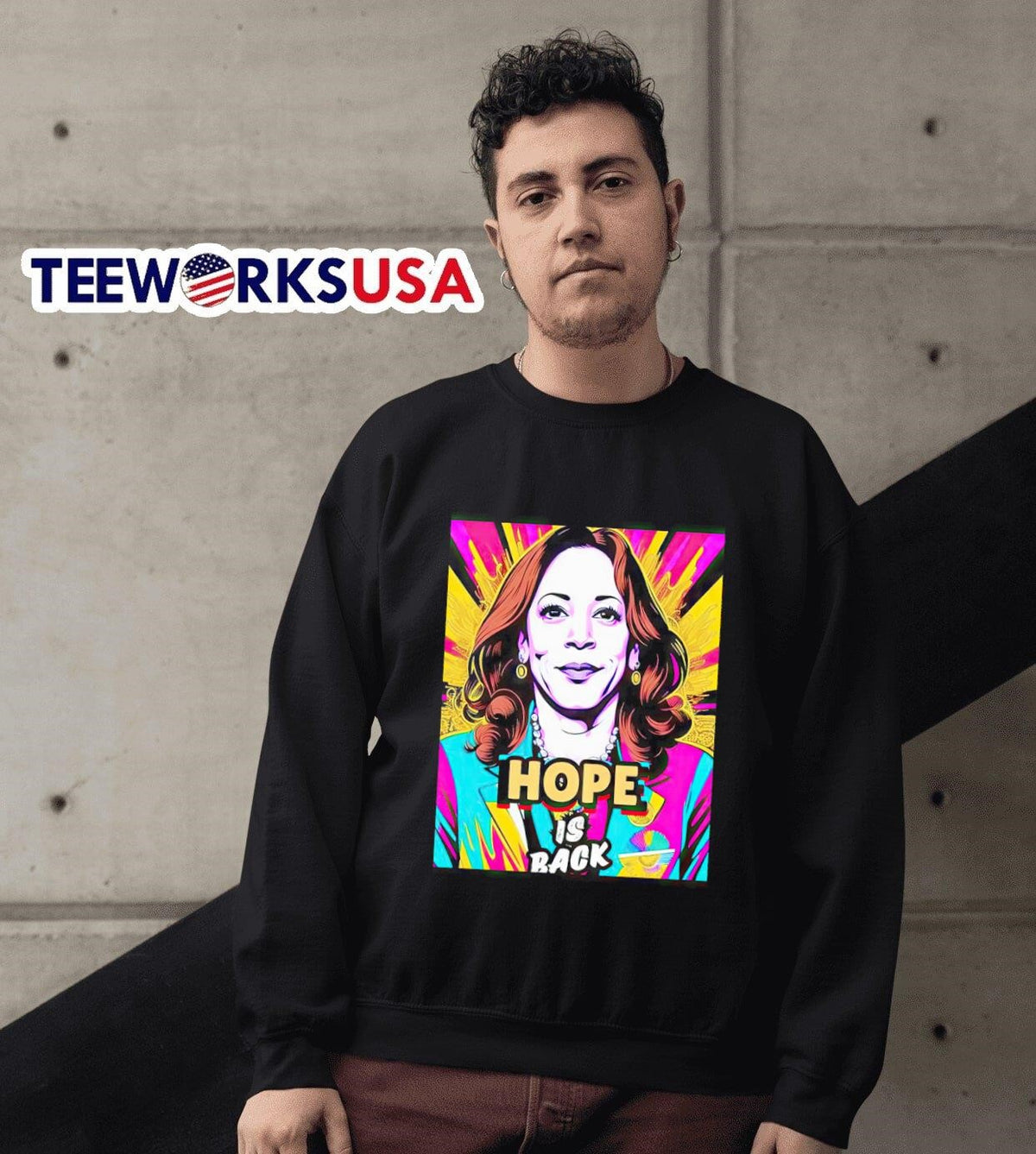 Kamala Harris hope is back art - Adult & Kids T-Shirts, Sweatshirts & Hoodies apparel design preview 3