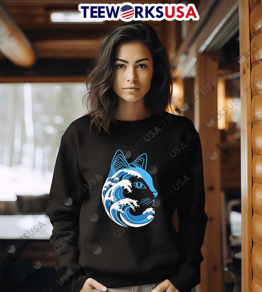 Kamala Harris wave cat 2024 - Adult & Kids T-Shirts, Sweatshirts & Hoodies apparel design preview 3
