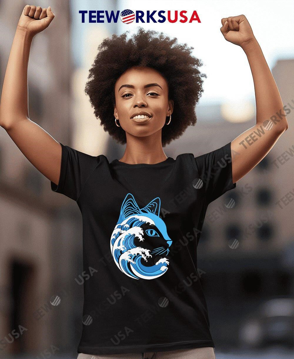 Kamala Harris wave cat 2024 - Adult & Kids T-Shirts, Sweatshirts & Hoodies apparel design preview 4