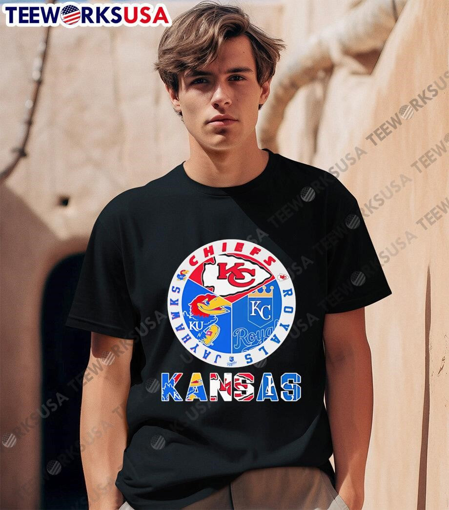 Kansas Jayhawks Chiefs Royals logo - Adult & Kids T-Shirts, Sweatshirts & Hoodies apparel design preview 1