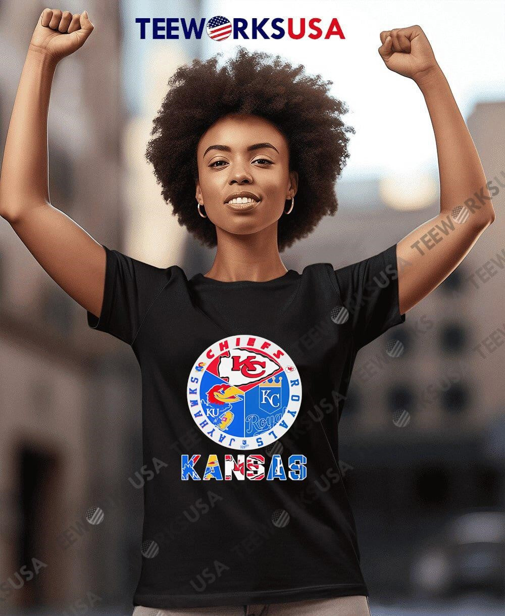 Kansas Jayhawks Chiefs Royals logo - Adult & Kids T-Shirts, Sweatshirts & Hoodies apparel design preview 7