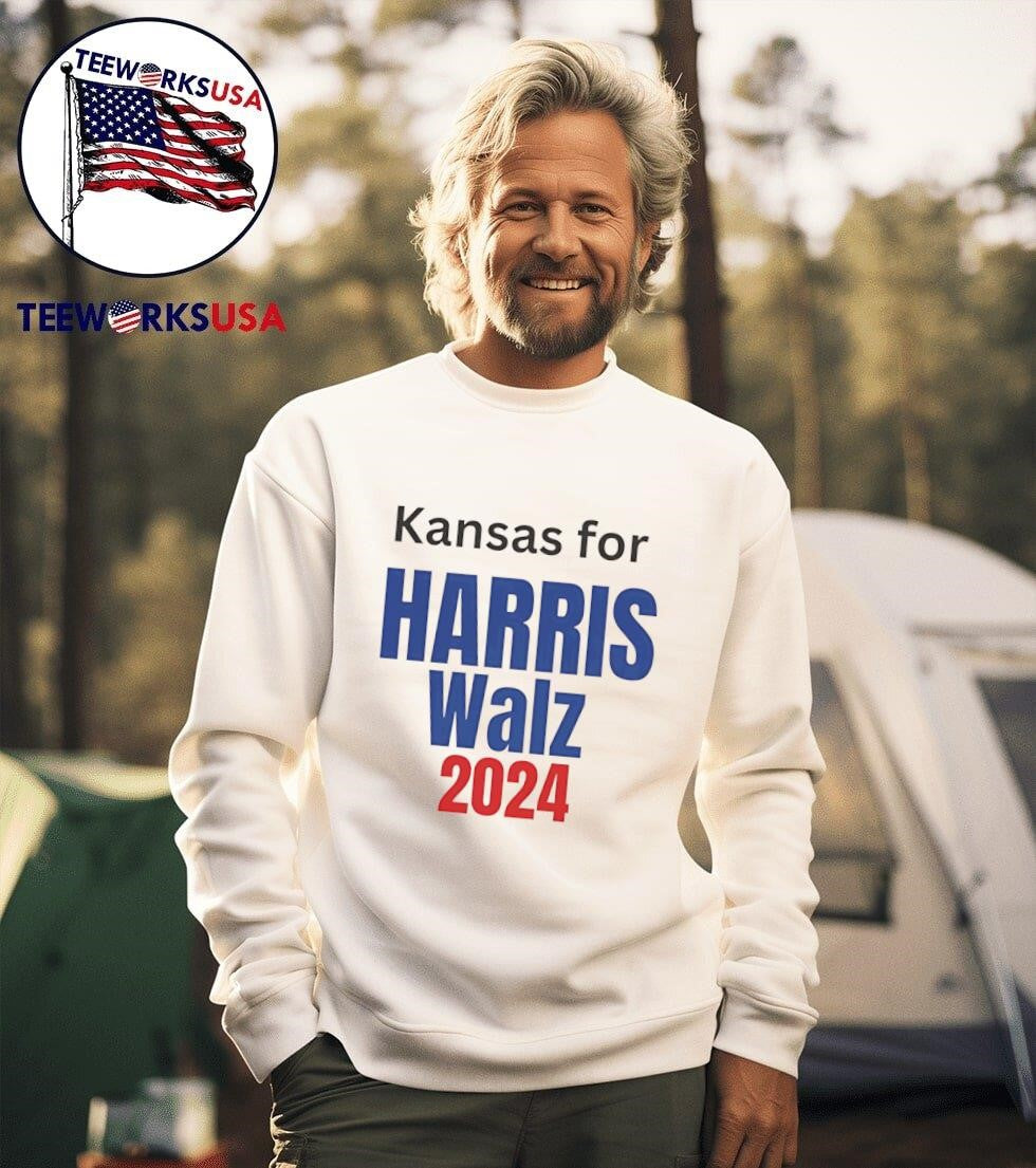 Kansas for Harris Walz 2024 - Adult & Kids T-Shirts, Sweatshirts & Hoodies apparel design preview 3