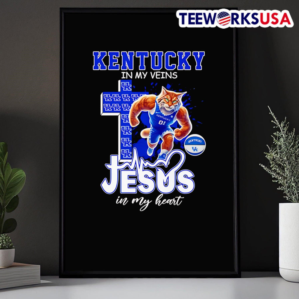 Kentucky in my veins Jesus heart basketball mascot - Adult & Kids T-Shirts, Sweatshirts & Hoodies apparel design preview 5