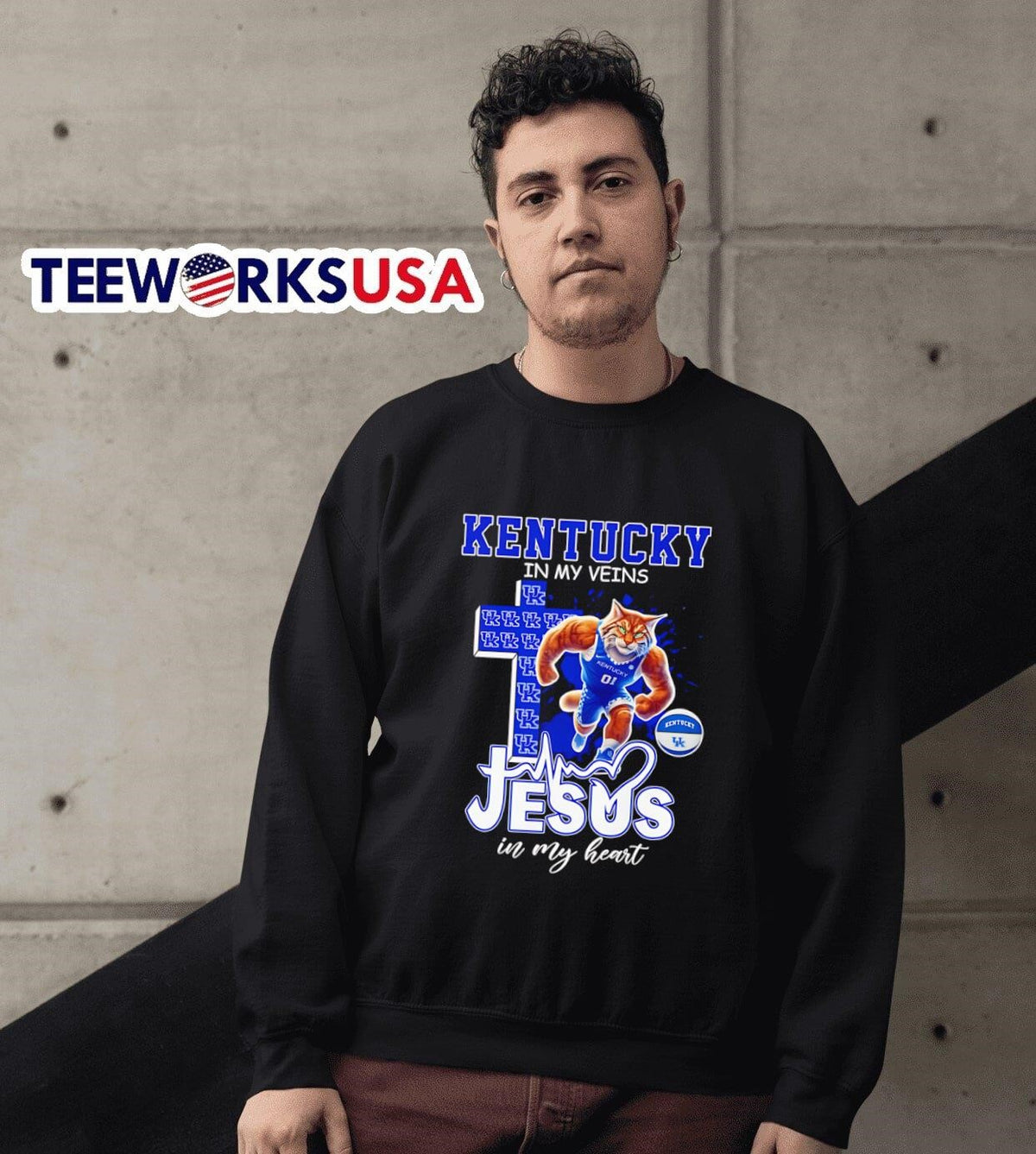 Kentucky in my veins Jesus heart basketball mascot - Adult & Kids T-Shirts, Sweatshirts & Hoodies apparel design preview 6