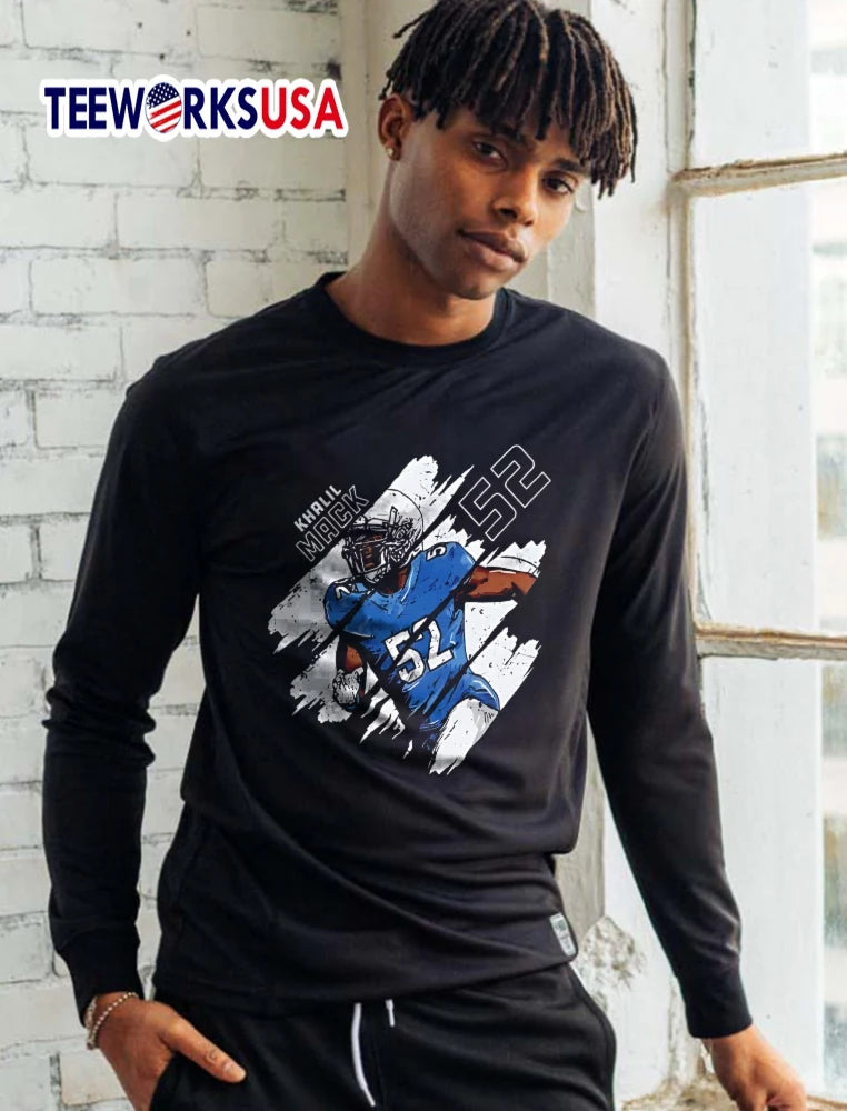 Khalil Mack 52 Running Football Player Paint Splatter - Adult & Kids T-Shirts, Sweatshirts & Hoodies apparel design preview 5