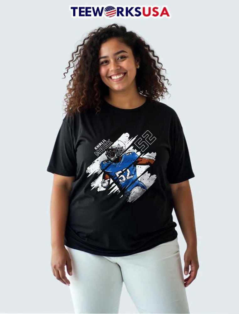 Khalil Mack 52 Running Football Player Paint Splatter - Adult & Kids T-Shirts, Sweatshirts & Hoodies apparel design preview 3