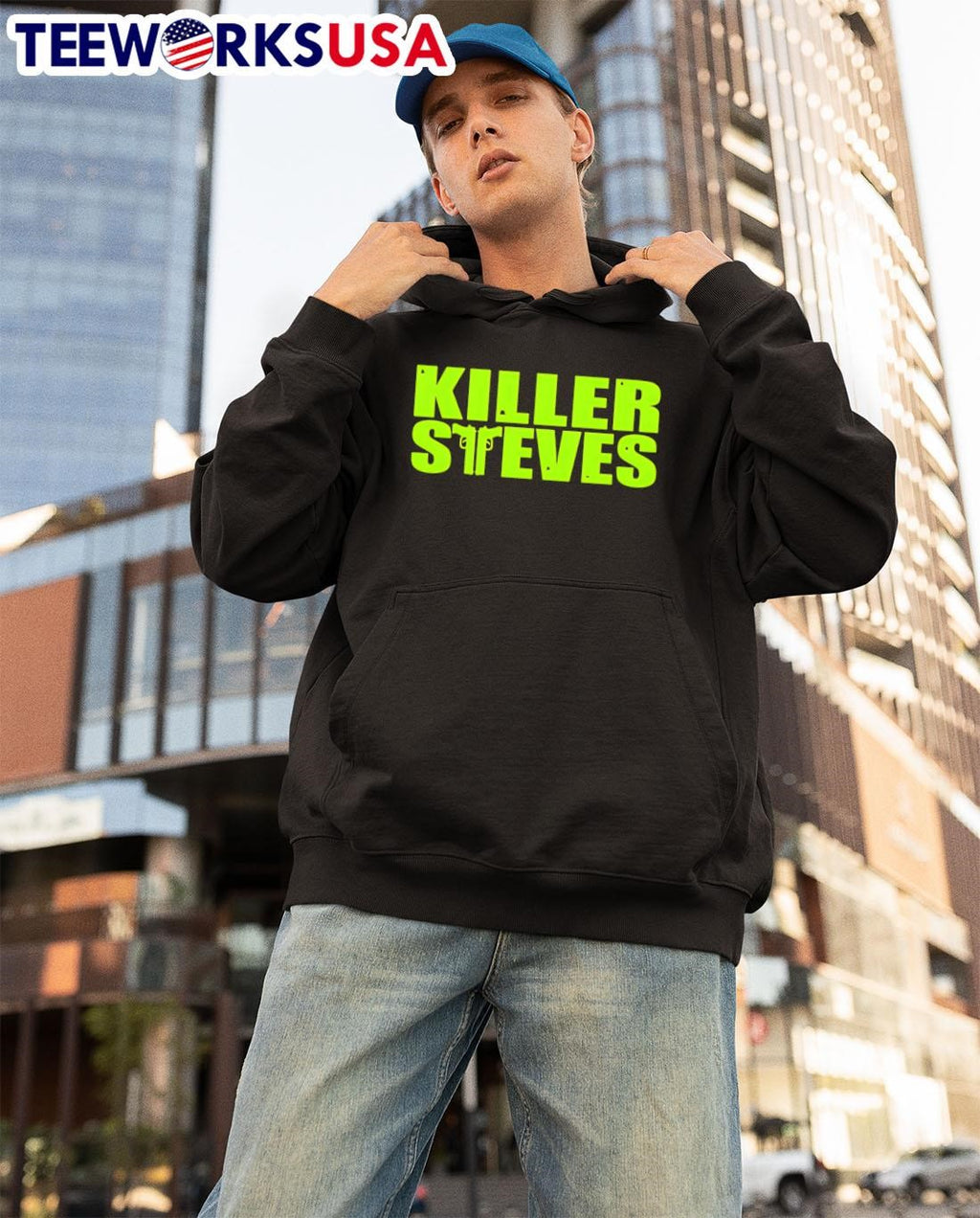 Killer Steves Gun Logo Neon Green - Adult & Kids T-Shirts, Sweatshirts & Hoodies apparel design preview 3